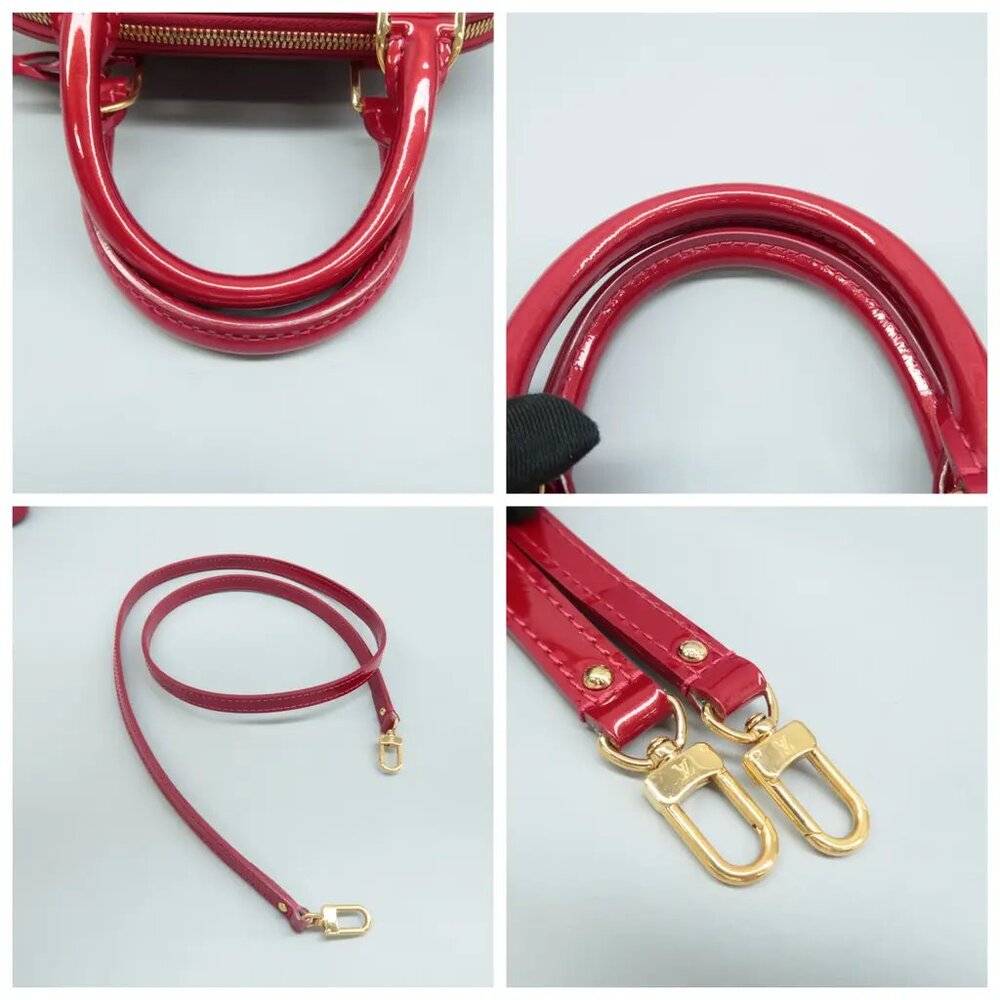 100% Authentic Louis Vuitton Alma BB Red Monogram Patent Leather Satchel - Picture 7 of 12